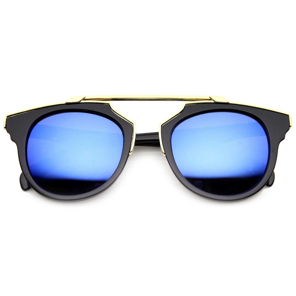 Aviator Sunglasses Women Gold Bar Blue Lens Fashion Sun Glasses Festival Glasses